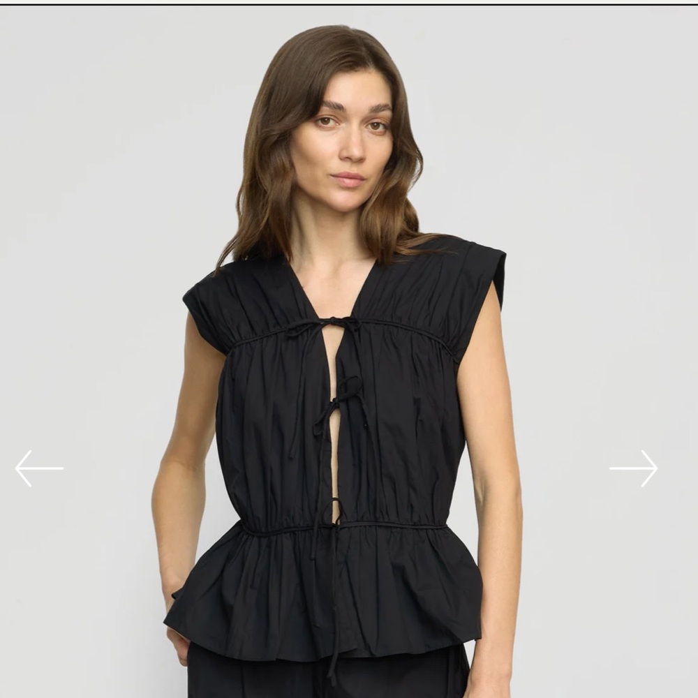 Modern Citizen Neha Tie-Front Blouse in Black